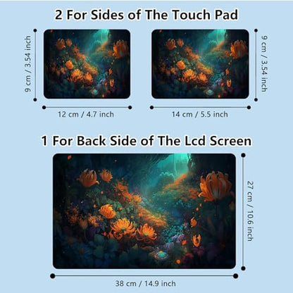 Universal Laptop Skin Sticker with 2 Wrist Pad Skins, Waterproof Scratch Resistant Vinyl Laptop Cover Decal, Cut to Fit for 11–15.6 Inch MacBook HP Dell Lenovo, Flowers Sea at Night - color: Flowers Sea at Night