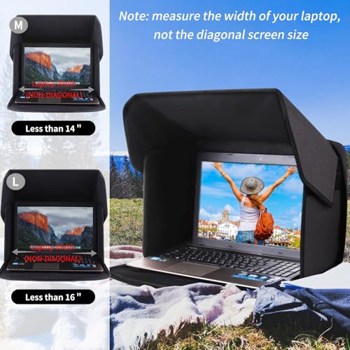 Portable Laptop Sun Shade Foldable Laptop Privacy Shield Blocks Sunlight Working Outside,Computer Anti Glare Shield Privacy Hood Case Fits 12-14in(Patent Pending) - size: 12-14 inch