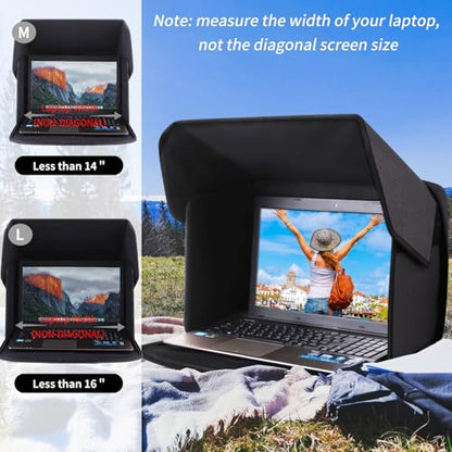 Portable Laptop Sun Shade Foldable Laptop Privacy Shield Blocks Sunlight Working Outside,Computer Anti Glare Shield Privacy Hood Case Fits 12-14in(Patent Pending) - size: 12-14 inch