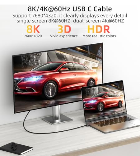 USB 4 Cable 6.6ft, USB-C to USB-C 240W Fast Charging 40Gbps Data Transfer 8K/4K@60Hz Video Output Cable for Thunderbolt 3/4 for MacBook iPhone15/16 Samsung Galaxy USB C Phone Tablet Laptop - color: Grey