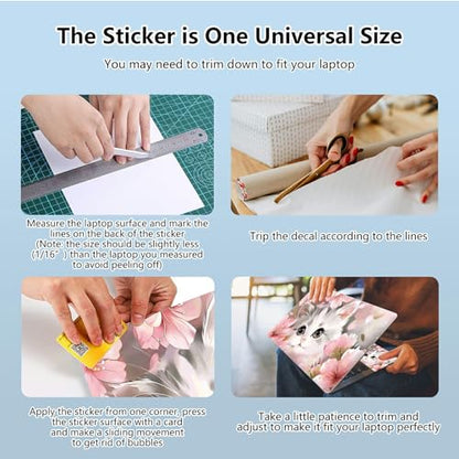 Universal Laptop Skin Sticker with 2 Wrist Pad Skins, Waterproof Scratch Resistant Vinyl Laptop Cover Decal, Cut to Fit for 11–15.6 Inch MacBook HP Dell Lenovo, Baby Cat Flowers - color: Baby Cat Flowers
