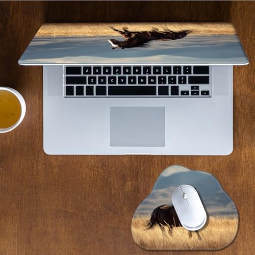 Laptop Skin Sticker Decal 15-15.6 Inch with Cute Mouse Pad, Universal Reusable Vinyl Sticker for 12.1 13 13.3 14 15.4 Inch Netbook and Notebook PC, Beautiful Horse - color: Beautiful Horse
