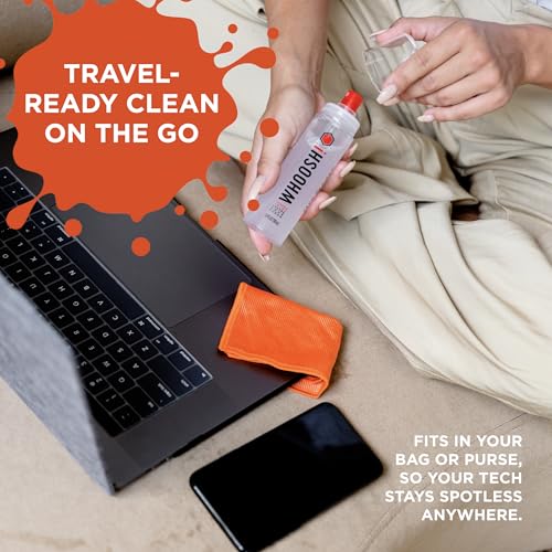 WHOOSH! Screen Shine Duo XL - Screen Cleaner Spray and Wipe for Eyeglasses, Phone & Laptop - Removes Fingerprints - Includes 3.4 oz + 1 oz Leak-Free Bottles & 2 Microfiber Cloths for Home & Travel - size: 4.4 Fl Oz (Pack of 1)