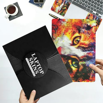 Universal Laptop Skin Sticker with 2 Wrist Pad Decals, 3-Piece Removable Vinyl Laptop Cover, Cat Face Waterproof Anti-Scratch, Easy-Trim Fit for 13.3" 14" 15.6" Laptops - color: Cat Face