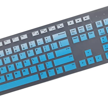 Keyboard Cover Skin for Dell KM636 KB216 KB216t KB216d KB216p Wired & Wireless Keyboard, Dell Optiplex 5250 3050 3240 5460 7450 7050, Dell Inspiron Desktop 24" 27" 5400 5490 7700 7790 3475 3670 3477 - color: Gradual Blue