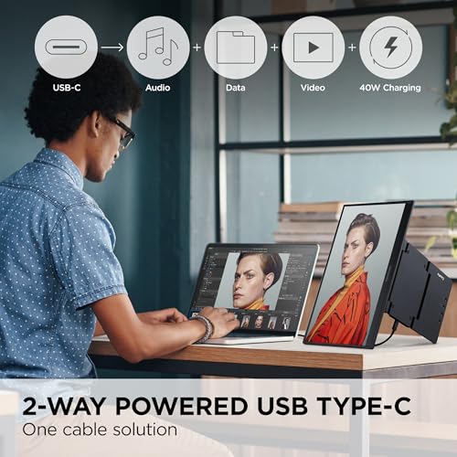 ViewSonic VP1656 15.6 Inch 1200p ColorPro Monitor, IPS Display with Pantone Validated Color Accuracy for Immersive Second Screen Productivity, Advanced Ergonomics, 40W USB-C, and Micro HDMI Inputs - style: 15.6-Inch