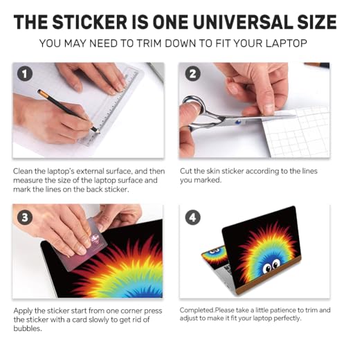3Pcs Cartoon Hedgehog Laptop Skin Sticker Universal Removable Vinyl Stickers Fits for 12.1 13 14 15.6 16 Inch Waterproof Notebook Decal Cover Gift - color: black