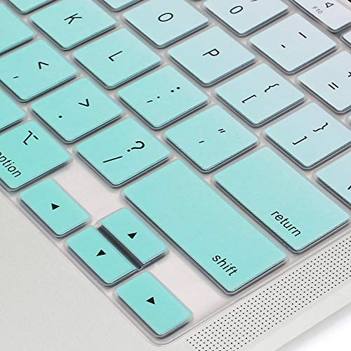 ProElife Keyboard Cover for MacBook Air 13-Inch with Touch ID A2337 M1 | Mint Ombre, U.S. Layout, Non-interference Design for ID Key, Dust-Proof, Silicone Protective Skin, Washable & Reusable - color: Mint Ombre