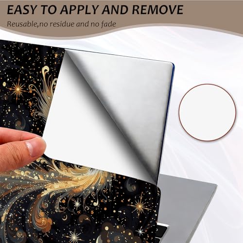 Laptop Skin 12.1-15.6 inch Removable Universal Reusable Laptop Sticker Decal,Waterproof No Residue Vinyl Cover,Scratch-Resistant Cuttable Full Wrap Sticker for Notebook, Black and Gold Phoenix - color: Black And Gold Phoenix