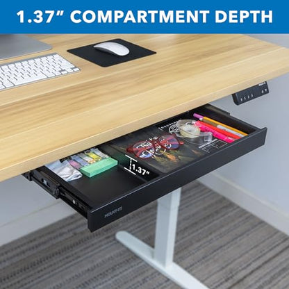 Mount-It! Under Desk Drawer Organizer with 2 Compartments, Shallow Low-Profile Slide-Out Desk Tray, 20.7″ x 8.9″ x 1.8″, Pull-Out Pencil Drawer for Traditional & Standing Desks - Black - color: Black