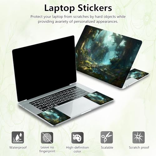 Laptop Skin Sticker Decal, Universal Reusable Vinyl Laptop Cover for 12" 13" 13.3" 14" 15" 15.4" 15.6" Notebook PC, Waterproof Scratch-Resistant with 2 Wrist Pads, Easy to Apply & Remove,Art Forest - color: Art Forest