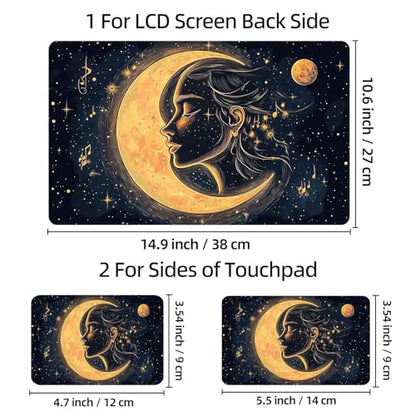 Universal Laptop Skin Sticker Decal, 12"-15.6" Aesthetic Vinyl Wrap, Moon Goddess Face Music Notes Waterproof Notebook Cover Art Protector for MacBook HP Dell Lenovo, Fits 13" 14" 15" 15.6" - color: Moon Goddess Face Music Notes