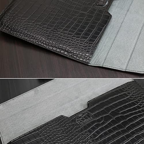 Crocodile Grain PU Leather Flap Style Case Bag Laptop Sleeve for MacBook Air 15 inch 2026-2023 A3448 M5 M4 M3 M2 Notebook Bag for Mac Pro 16 A3428 A3429 2019-2026 Pro 15 2012-2019, Black - color: Black
