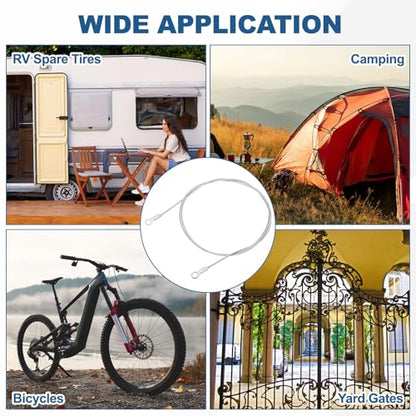 9 Pcs Security Cable Lock - Double Loop Cable (0.66 ft x 0.08 Inch) Vinyl Coated 304 Stainless Steel Safety Flexible Wire Rope Luggage Bike Anti-Theft Security Chain Lock, Silver - size: 0.66 ft x 0.08 Inch