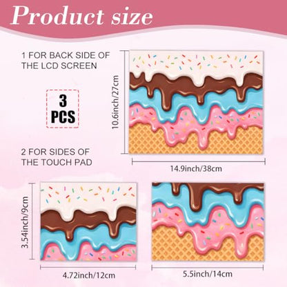 PLIGREAT 15 Inches Laptop Decal Sticker Skin Cover, Ice Cream Design Laptop Sticker Decals Fits 12" to 15" Laptops Universal Waterproof Removable, Yellow Pink - color: Yellow Pink