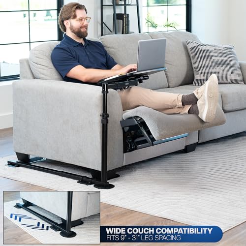 VIVO 20 inch Over Couch Swivel Table, Laptop Desk for Remote Work, Portable Recliner Workstation with Height Adjustable Swing Arm, Black, DESK-ST02C - color: Black