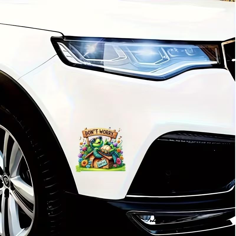 Leisurely Turtle PVC Vinyl Car Decals Stickers Waterproof Self-Adhesive Decals for Cars, Laptops, Trucks, Motorcycles Wall Window Luggage Scratch Cover Door Decor Sticker