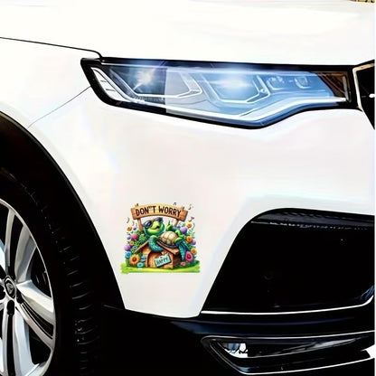 Leisurely Turtle PVC Vinyl Car Decals Stickers Waterproof Self-Adhesive Decals for Cars, Laptops, Trucks, Motorcycles Wall Window Luggage Scratch Cover Door Decor Sticker