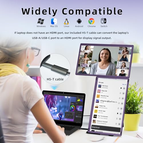 15.6 Inch Laptop Screen Extender Monitor 235° Rotation 1080P Triple Monitor | 120% sRGB FHD IPS Detachable Travel Extra Screen Compatible with Wins Mac Chrome Dex Fits 13-17" Laptops - size: 15.6" Monitor-B