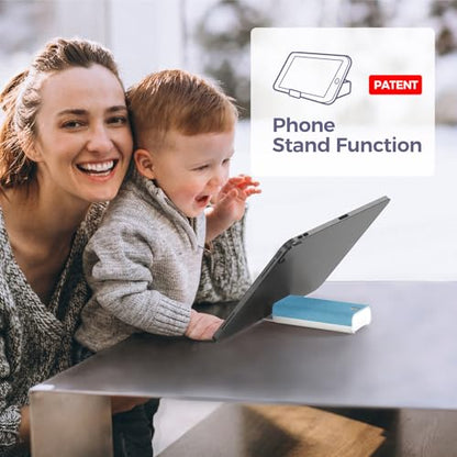 CLICK CLEAN Screen Cleaner with Pull-Out Stand & Microfiber, Light Blue | Fine Mist Spray, Streak-Free, Anti-Static, Removes Fingerprints & Smudges, Gentle Formula, For Phones, Laptop and Tablet - color: Light Blue