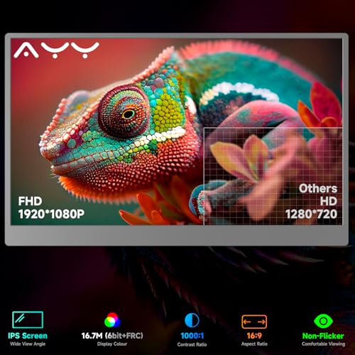 AYY Portable Monitor 15.6inch 1080P FHD, USB-C HDMI Computer Display, HDR IPS Gaming Monitor w/Premium Smart Cover & Screen Protector, Dual Speakers, for Laptop PC MAC Phone PS4 Xbox Switch, Grey - size: 15.6 inch, style: 60Hz/IPS/eyes care