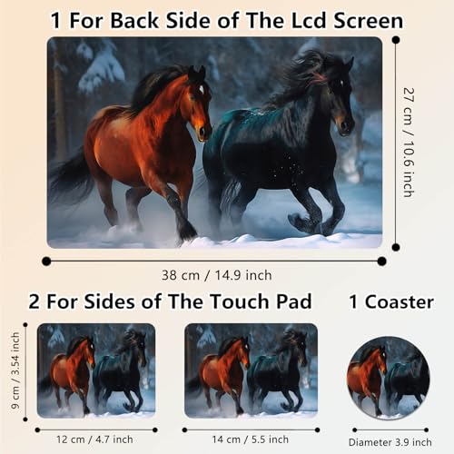 Laptop Skin Sticker Decal 15.6 Inch,12 13 13.3 14 15 15.6 in Laptop Netbook Skins for Notebook,Art Decal Removable Waterproof Scratch Resistant,Universal Vinyl Cover,Brown Black Horse Snow - color: Brown Black Horse Snow