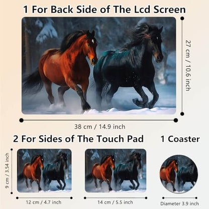 Laptop Skin Sticker Decal 15.6 Inch,12 13 13.3 14 15 15.6 in Laptop Netbook Skins for Notebook,Art Decal Removable Waterproof Scratch Resistant,Universal Vinyl Cover,Brown Black Horse Snow - color: Brown Black Horse Snow