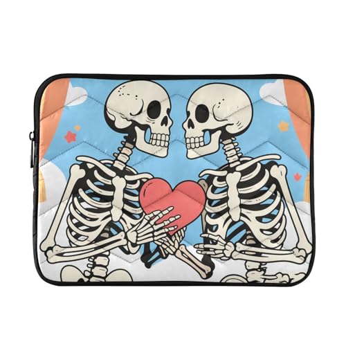 Cartoon Skulls Light Blue Padded Laptop Sleeve Case 13 Inch Soft Quilted Laptop Bag Waterproof Computer Sleeves - color: Cartoon Skulls Light Blue, size: Medium
