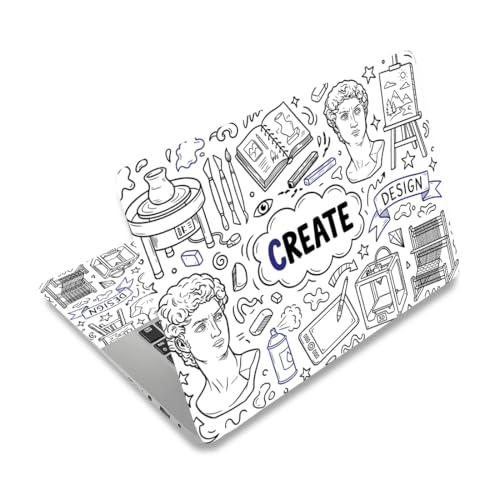 PLIGREAT 15 Inches Doodle Pattern Laptop Skin Sticker Decals Wall Art Doodle Laptop Skin Stickers Fits 12" to 15" Laptops Universal Waterproof Removable Notebook Art Protector, Blue Black - color: Blue Black