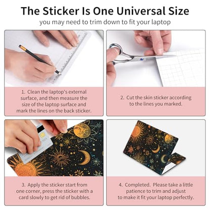 Laptop Skin Sticker 3-Piece Set,Starry Night Sky | Trim-to-fit 3-piece vinyl set with one 15 x 10.6 in lid skin and two palm-rest decals for many 12-15.6 in laptops - color: Starry Night Sky