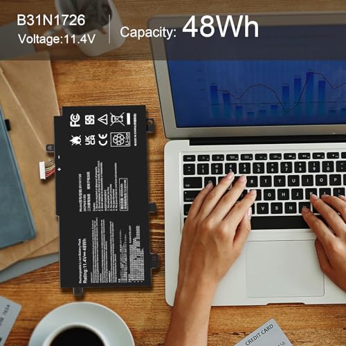 B31N1726 Laptop Battery for Asus FX80 FX80G FX80GD FX80GE FX80GM FX86 FX86FE FX86FM TUF FX504 FX504GE FX504GM FX505 FX505DT FX505DY FX505GE FX505GD FX505GM FA506IU A17 FA706II B31BNEH B31BN91 A41LK9H - size: 7.28*3.77*0.31inch B31N1726