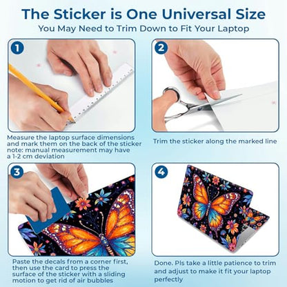 Reusable Universal Laptop Skin Sticker, Cut to Fit for 11.6–15.6 Inch Laptops, Waterproof Protective Film, No-Residue - Rainbow Butterfly - color: Rainbow Butterfly
