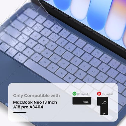 Keyboard Cover Compatible with 2026 MacBook Neo 13-inch Laptop with A18 Pro chip A3404，Apple MacBook Neo 13 High Transparency Clear Keyboard Protective Skin - color: Clear, size: MacBook Neo 13"