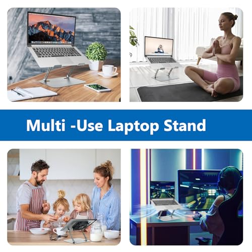 Laptop Cooling Stand with Fan and One Key Switch | Ergonomic Adjustable Height Desk Computer Holder for All 10-16''Laptops & Tablets Perfect for Gaming, DJ, Office - Gray - size: Large