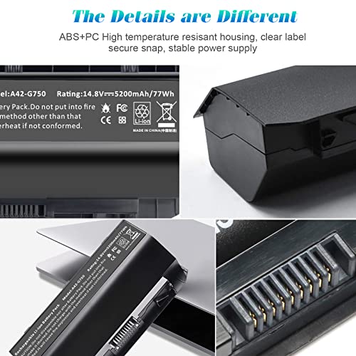 Futurebatt Laptop Battery Compatible with ASUS(ROG) G750 G750J G750JH G750JM G750JS G750JW G750JX G750JZ - size: A42-G750 7.28 4.92 1.77
