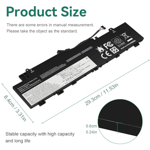 ASUNCELL L19C3PF3 Laptop Battery Replace Compatible with Lenovo IdeaPad 5-14IIL05 5-14ARE05 5-14ITL05 5-14ALC05 5-14IAL7 5-14ABA7 Series L19M3PF3 L19M3PF4 L19L3PF7 SB10W86954 5B10W86957 11.55V 56.5Wh - size: L19C3PF3 12.60 * 4.41 * 0.67 in