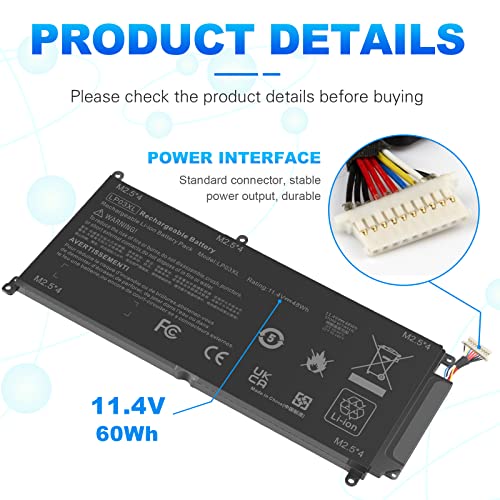 TREE.NB 60Wh LP03XL Battery for Hp Envy 14-J 15T-AE 15-AE000 15T-AE000 15-AE125TX M6-P M6-P113DX M6-P013DX Series, 11.4V 3-Cell - size: ‎LP03XL