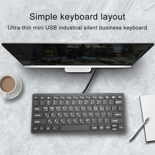 Wired Korean Keyboard 78 Keys | Ultra Thin USB Plug and Play Design, Spill Resistants & Ergonomic for PC Laptop, Portable Compact Layout for Home and Office