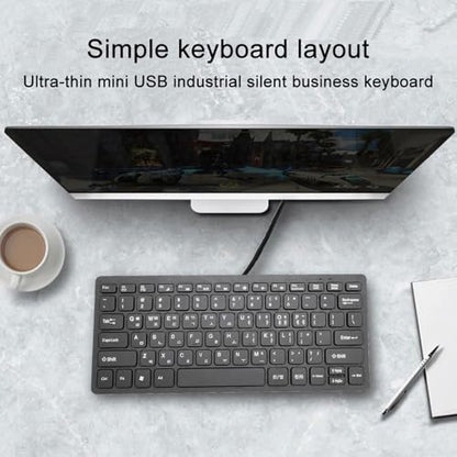 Wired Korean Keyboard 78 Keys | Ultra Thin USB Plug and Play Design, Spill Resistants & Ergonomic for PC Laptop, Portable Compact Layout for Home and Office