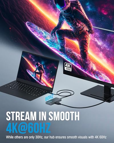 SABRENT USB C Hub 5-in-1, 10Gbps USB-A & USB-C Ports, Single 4K@60Hz HDMI, 100W PD Input, 80W Laptop Charging, Compact Aluminum Docking Station for MacBook, iPad, Laptops & Tablets (HB-TG5P) - color: Matte Black