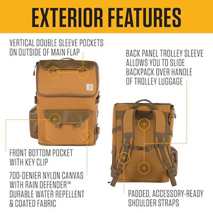 Carhartt 35L Nylon Workday Backpack, Durable Water-Resistant Pack with 15" Laptop Sleeve and Adjustable Shoulder Straps, Tarmac - color: Tarmac
