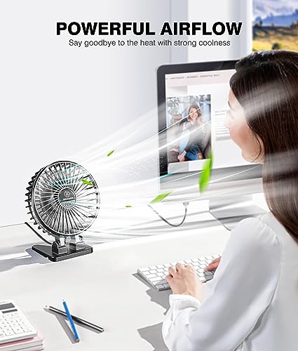 JZCreater USB Desk Fan, Mini Portable, 3 Speeds Desktop Table Cooling, Plug in Power, Rotation Strong Wind, Quiet Personal Small for Home Office Travel Bedroom, Black - color: Black Black