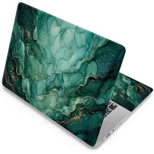 Universal Laptop Skin, DIY Cut-to-Fit Vinyl Cover Compatible with HP, Dell, Lenovo, Mac (13.3" to 15.6"), Anti-Scratch, No Residue & Bubble-Free Protective Decal Sticker, Emerald Gold Marble - color: Emerald Gold Marble