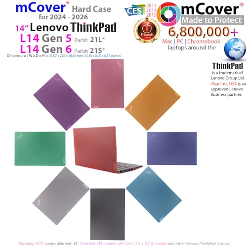 mCover case ONLY Compatible for 2024-2026 14" Lenovo ThinkPad L14 Gen 5/6 Series Windows Notebook Computers(NOT Fitting Any Other Lenovo Models)- Clear - color: Clear