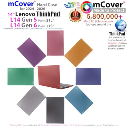 mCover case ONLY Compatible for 2024-2025 14" Lenovo ThinkPad L14 Gen 5/6 Series Windows Notebook Computers(NOT Fitting Any Other Lenovo Models)- Aqua - color: Aqua