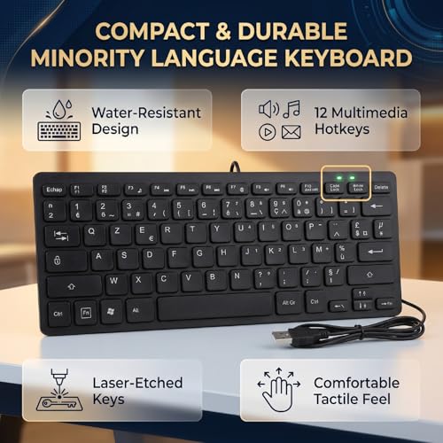 Asixxsix 78 Keys Wired Keyboard, USB Wired Minority Language Keyboard with 1.35M Cable, Plug and Play for Office, Computer and Laptop (French) - size: French