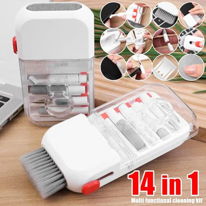 14-in-1 Portable Multi-Functional Electronic Cleaner Set for Phone Earbuds Keyboard Cleaning Brush Tools Kit