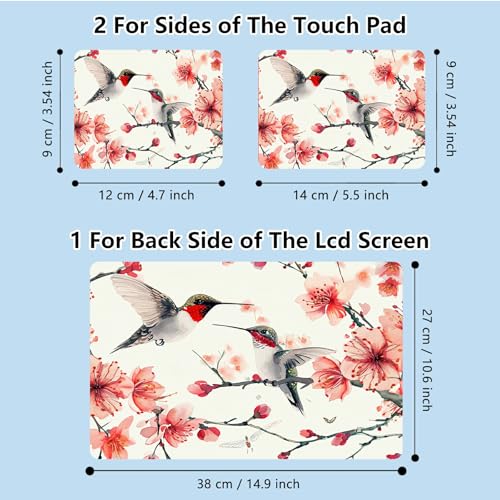 Universal Laptop Skin Sticker with 2 Wrist Pad Skins, Waterproof Scratch Resistant Vinyl Laptop Cover Decal, Cut to Fit for 11–15.6 Inch MacBook HP Dell Lenovo, Hummingbirds - color: Hummingbirds