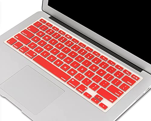 MOSISO Silicone Keyboard Cover Compatible with MacBook Air 13 inch A1466 A1369 2010-2017&Compatible with MacBook Pro 13/15 inch (with/Without Retina Display, 2015 or Older Version), Red - color: Red