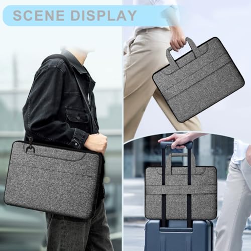 Laptop Case 15.6 inch Shoulder Bag, Durable Shockproof Protective Computer Carrying Briefcase with Multi-Pockets and Strap Compatible with Most 15.6 inch Notebooks,Dark gray-black - color: Dark Gray-black, size: 15.6"